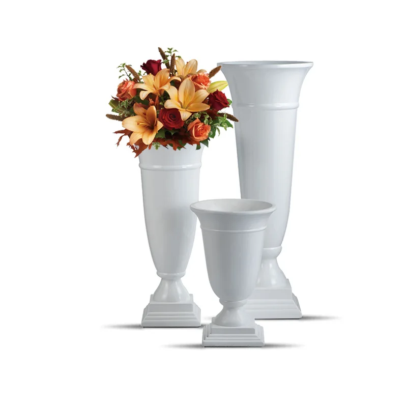 60/90/120cm Large Flower Vases for Wedding Centerpiece Tall Trumpet Vase Centerpiece White Vase for Wedding Decor