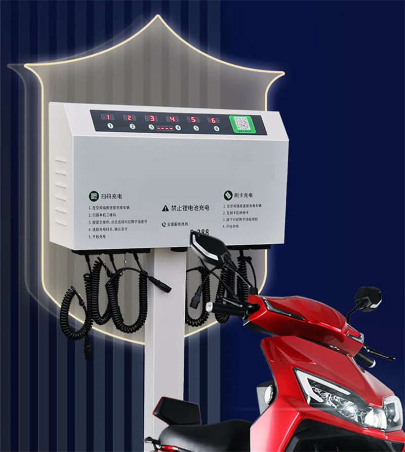 High Quality 6 Port Charger DC Fast Charging Station 4G Wifi Electric Bike Commercial Ebike Charging Stations for Lithium Batter