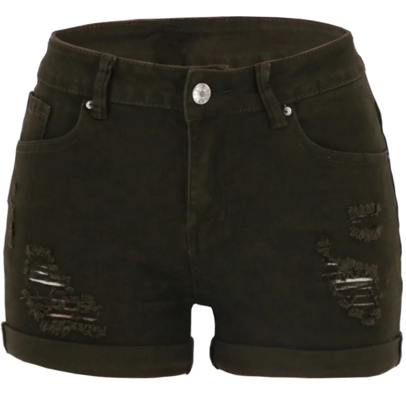 New Arrivals High Waisted Shorts Jeans Women Casual Slim Rolled Up Tight Butt Jean Shorts Blue Washed Cotton Denim Shorts Female