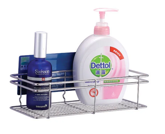 
Wall Mounted Shelf Rack No Drill Stainless Steel Metal Bathroom Storage Organizer Corner Shower Caddy 