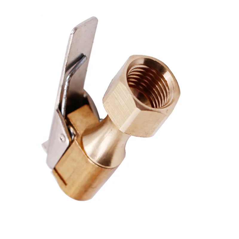 heavy Duty Closed Flow Lock On Brass Tire Air Chuck with Clip