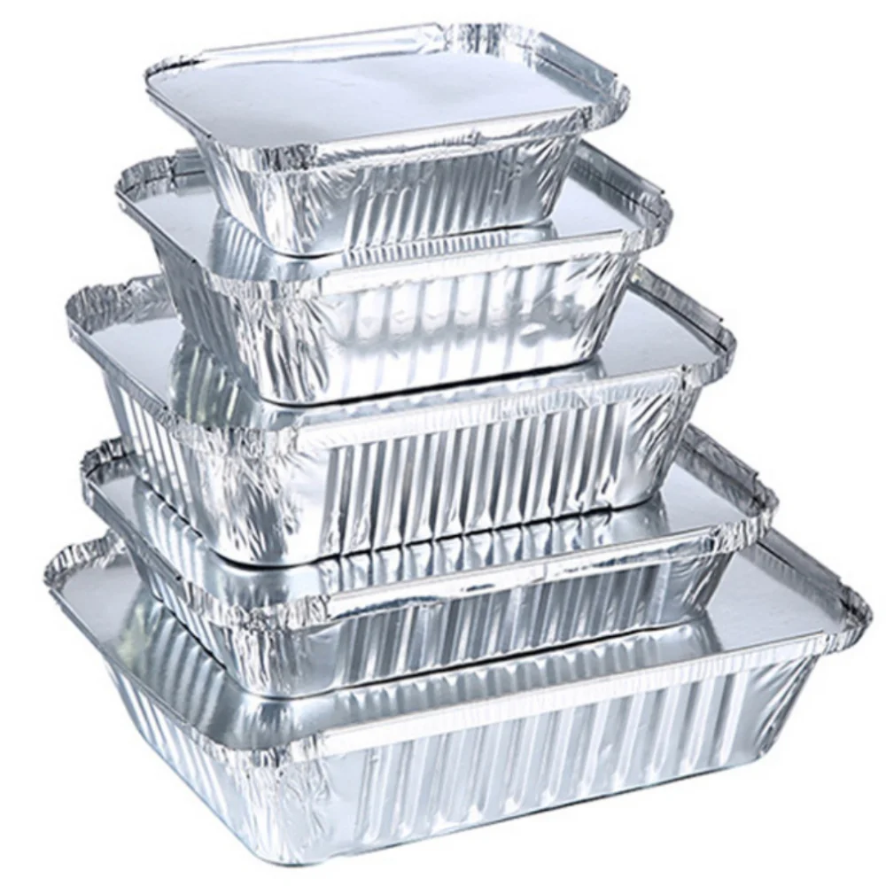 OEM Logo Aluminium Foil For Food Packing bowl Disposable  Foil Tray  takeout  Aluminium Foil Container pans