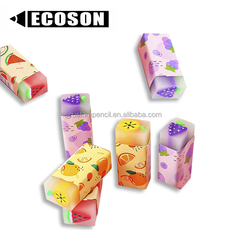 Оптовая продажа, милые ластики с фруктами, прозрачный ароматизированный ластик из ПВХ, школьные принадлежности, канцелярские принадлежности, подарки, ластик для детей