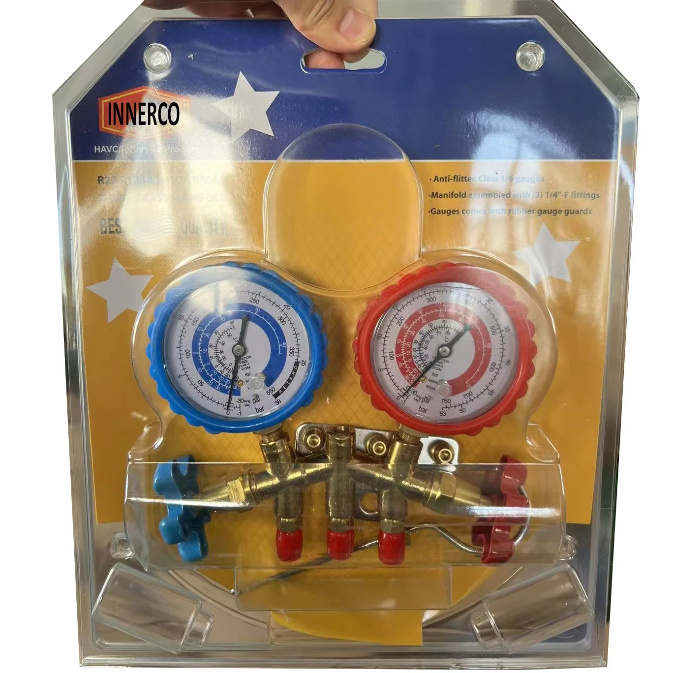 AC HVAC DIAGNOSTIC TESTING CHARGING MANIFOLD GAUGE METER KIT W/HOSE