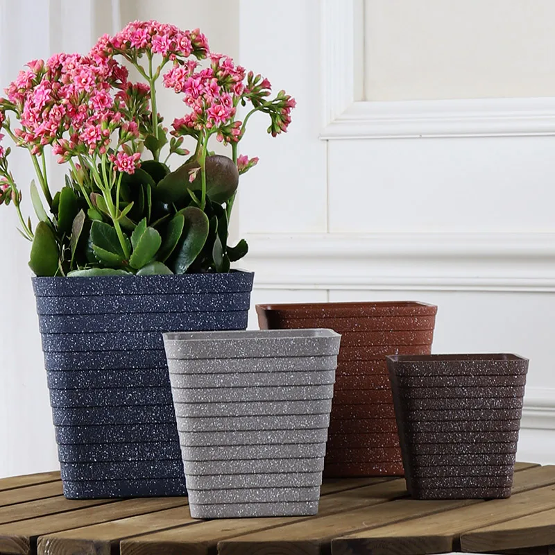 Imitation stone square thickened balcony desktop process ladder set basin plastic flower pot