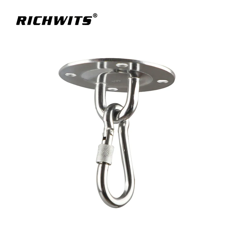 Rigging hardware stainless round deck pad eye plate ceiling wall mount hammock hanging swing hook