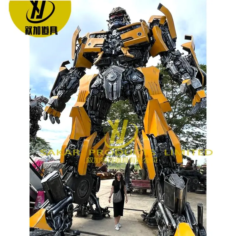 Outdoor Large Abstract Recycled Metal Transform er Giant Robot Sculpture