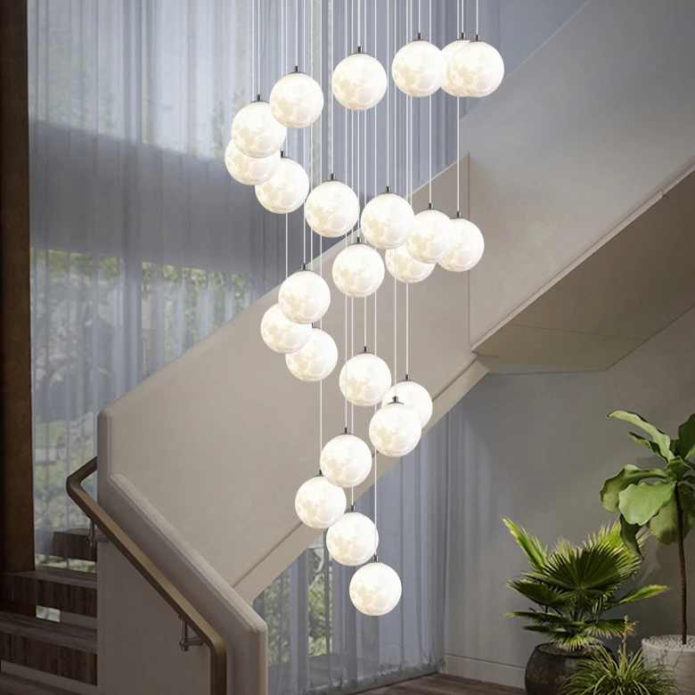 duplex villa spiral staircase chandelier minimal suspended chandelier light for staircase pendant lamp