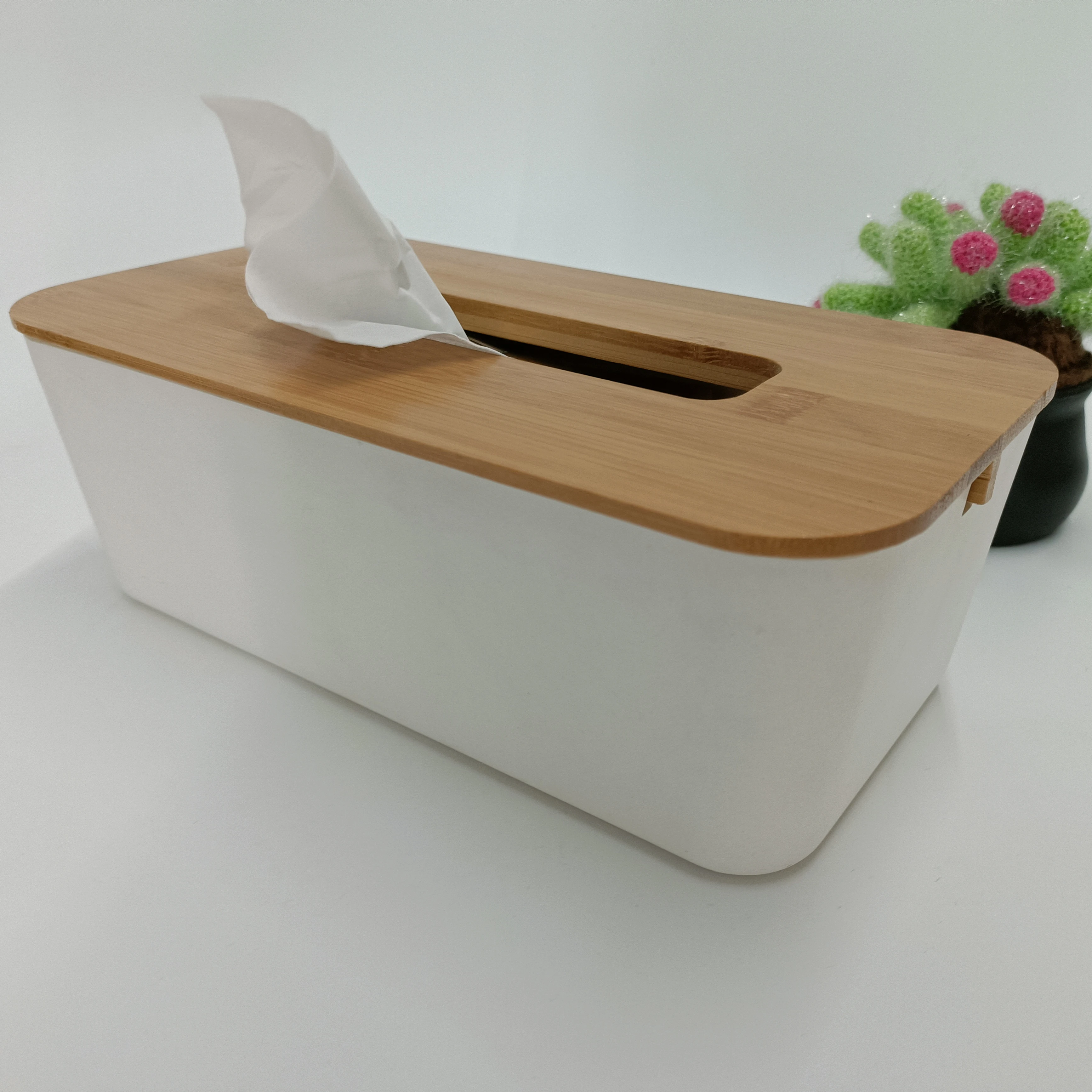 Sustainable Bamboo Fiber Tissue Box Holder Household Paper Towel Storage Box Bamboo Lid Tissue Storage Container Napkin Box
