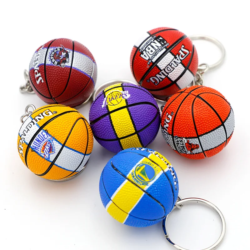 High quality Dekai Rubber PU basketball club Hot Stamping logo 3D Mini ball keychain pendant fan supplies sports creative gift