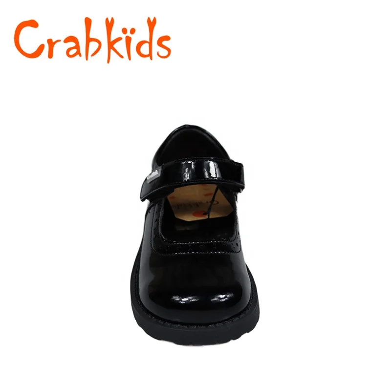 Crabkids Wholesale New Design Fashion Beautiful Black Patent Leather Casual Little Kids Girls Dress Shoes