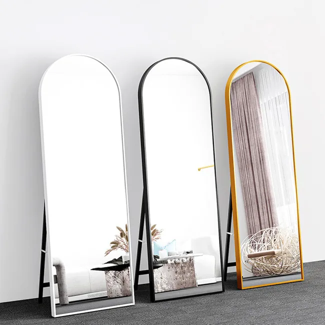 Custom Aluminium Frame Stand Large arched door mirror Floor Full Long Mirror Stand Mirror