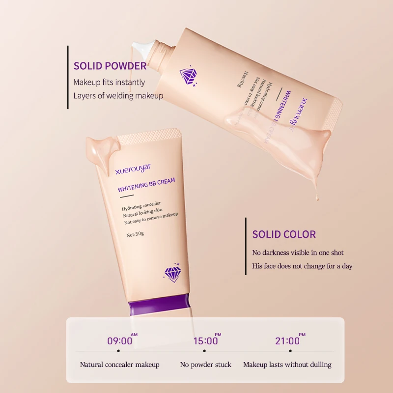 wholesale private label vegan cosmetic makeup korean water proof brightening foundation whitening bb cream