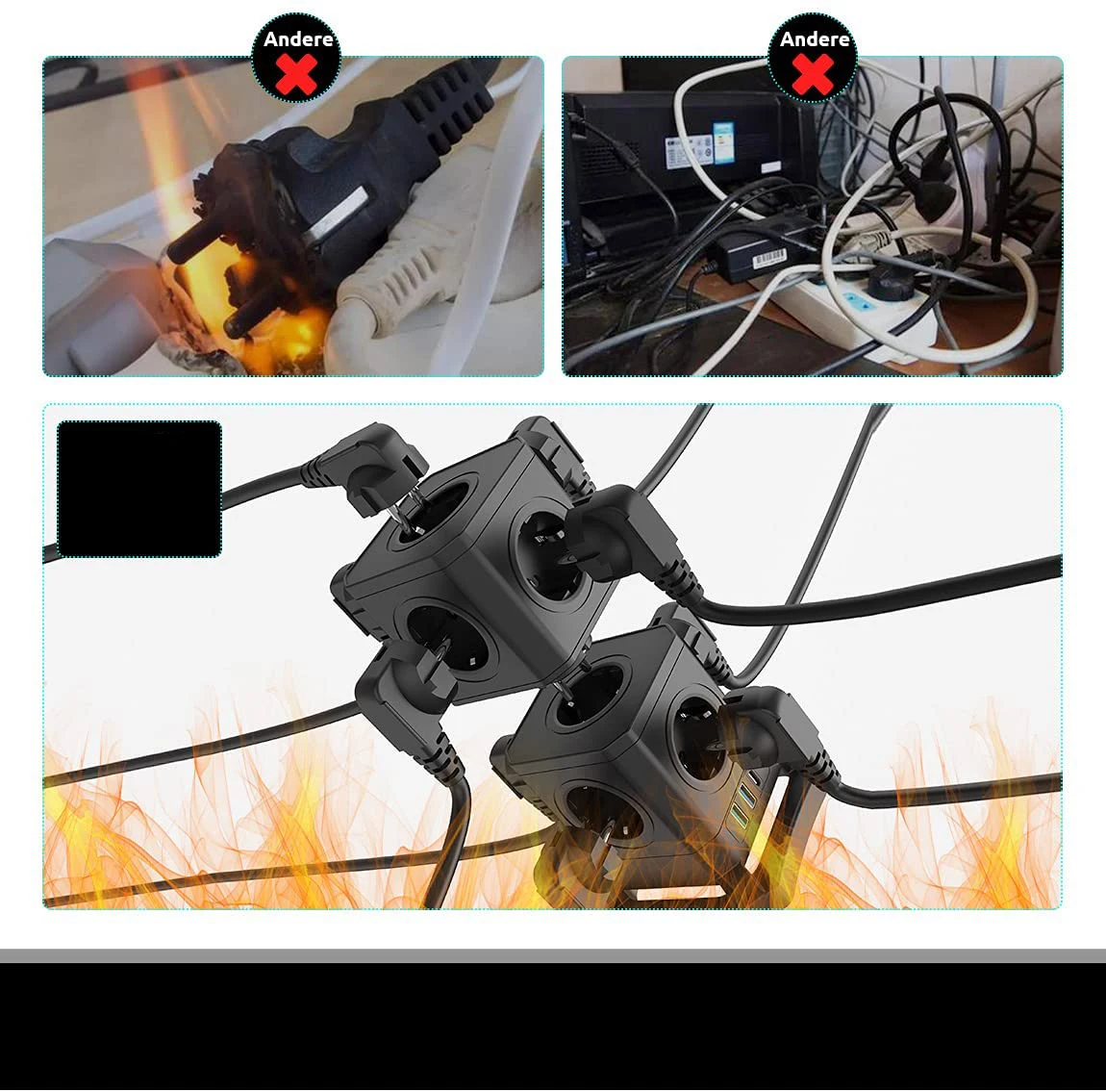 New  Arrival Vertical Detachable Power Strip Tower Socket Extension For Europe Market