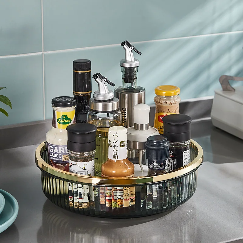 Light luxury household plastic transparent storage tray Kitchen fruit and vegetable strainer portable rotating fruit tray