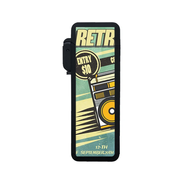 Factory Wholesale Pop Style Custom Logos UV Print Windproof Blue Flame Butane Lighters