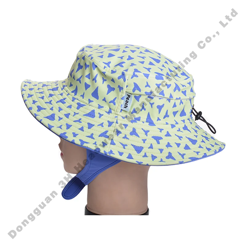 Design Adjustable Outdoor Waterproof Quick Dry Surfing Bucket Hat for Unisex Custom Print Surf Caps Hats with Chin Strap