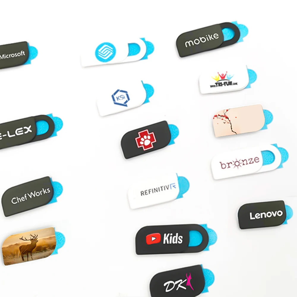 Крышка веб-камеры на заказ, лента для печати логотипа ноутбука, тонкая двойная крышка веб-камеры, скользящая линза, различные стили и формы