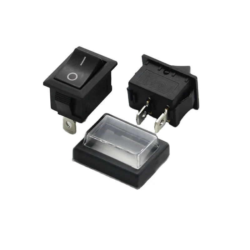 China Manufacture ON OFF Single Pole KCD2 Rocker Switch DPST 16A 250VAC With 12V LED Add waterproof cover