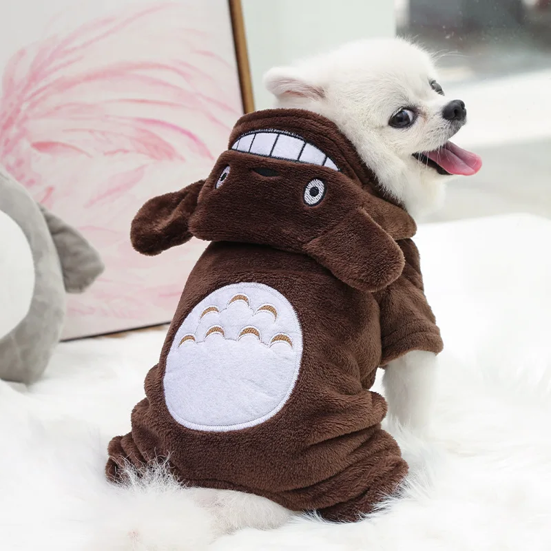 New pet dog clothes warm coat with hood cute animal chinchilla bag