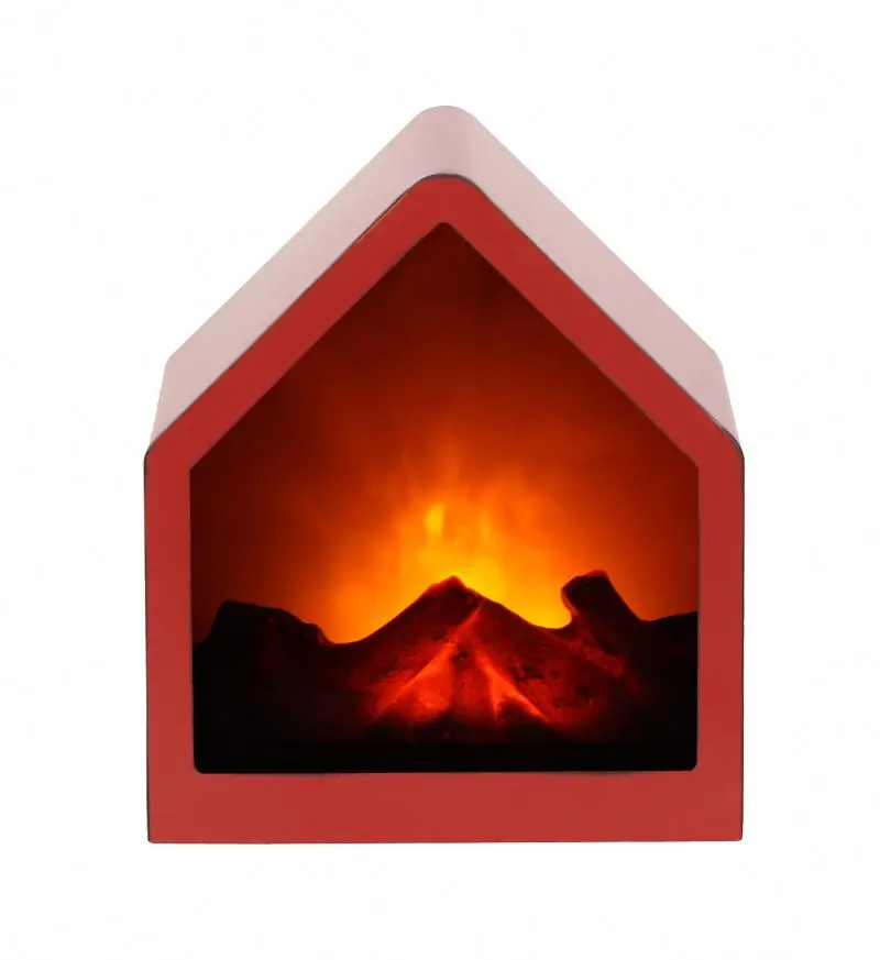 LED Fireplace Display Flame Effect Battery Home Decor Lantern