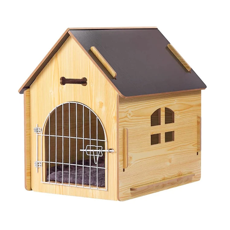 Customized Wooden Pet House with Roof for Dogs Indoor and Outdoor Easy Assemble Breathable Dog Crate for Small Dog Cat
