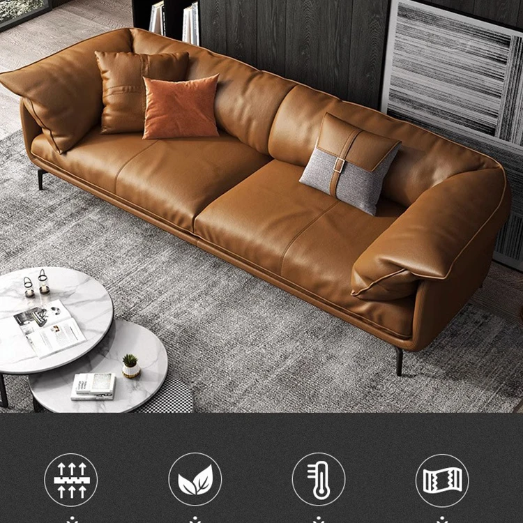 Light luxury leather sofa living room modern simple 1+2+3 sofa combination modern home furniture sofa set