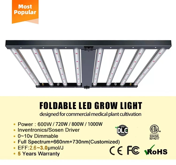 In Stock Foldable 720w Full Spectrum Grow Light Dimmable Greenhouse Hydroponic Samsung Lm281b 720 Watt Led Grow Light