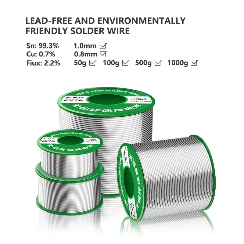 Manufacturers Direct Sales Large Roll Solder Wire 0.8 1.0mm Halogen-free Environmental Lead-free Solder Wire 1000G Smooth Tin