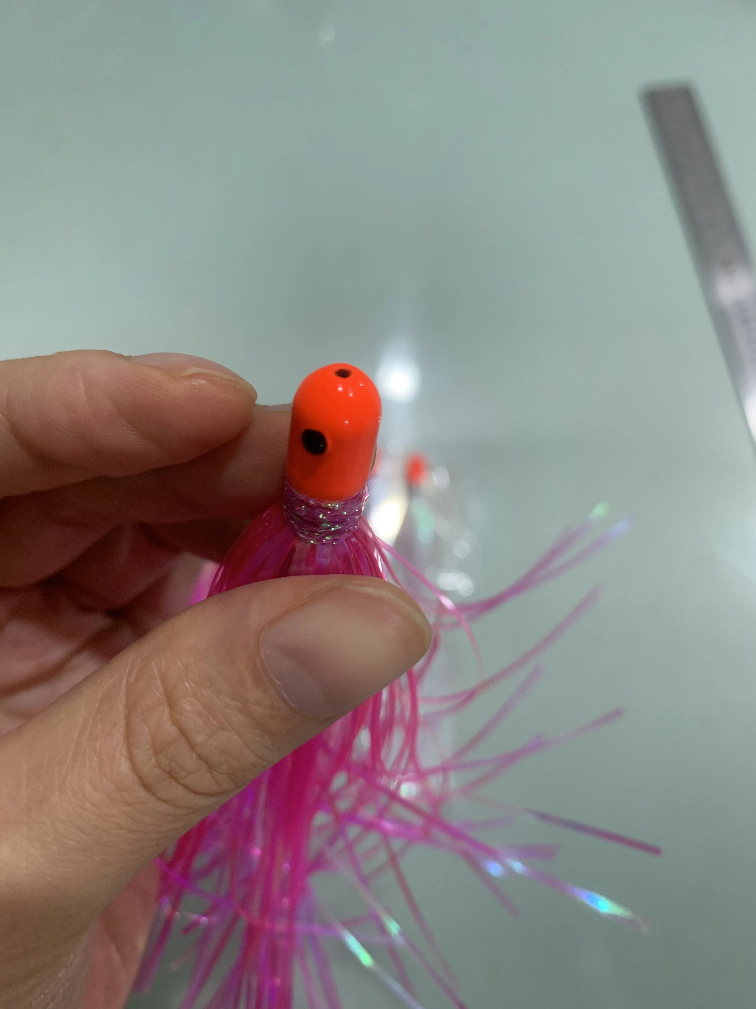 OEM 5.2INCH 0.34OZ Mylar Flash Teaser Tail Jig Head Bait With Lead Head Fishing Flash Skirts Hair Baits Big Game Fishing Lure