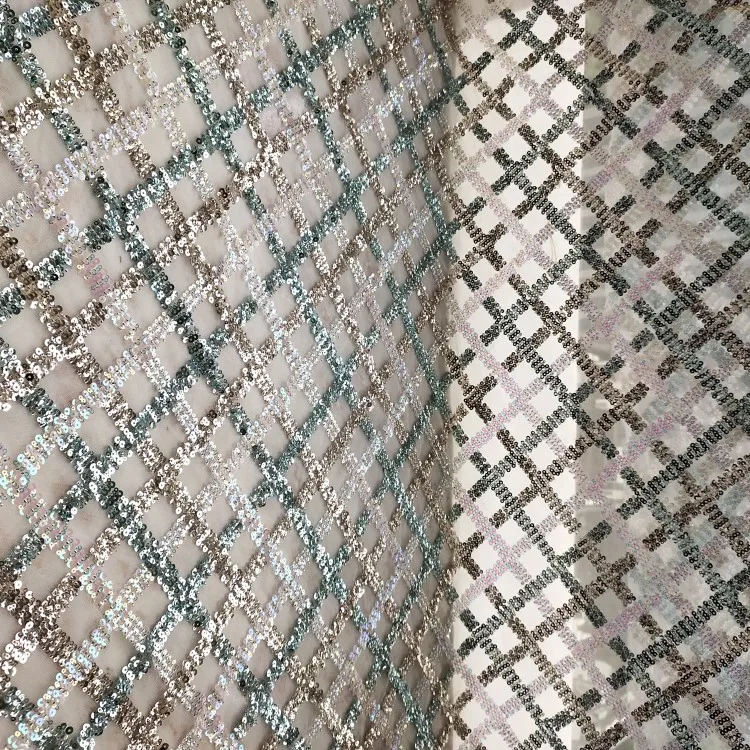 Rongbao MZ2# Border Lace with Beads for Sparkling Evening Dress Embroidery Fabric Tulle Turkey Sequins Lace Fabric