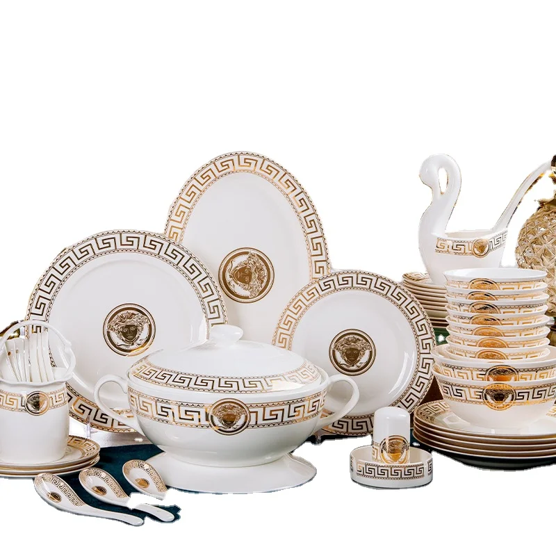 Set of 60 Manufacturer 2021 New Royal Design Ceramic Tableware Fine Bone China Dinnerware