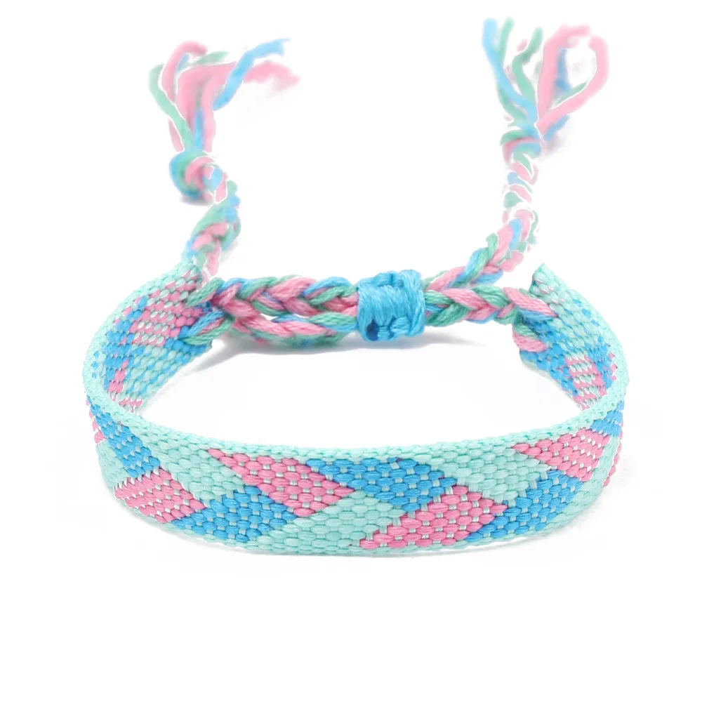 Ethnic Handmade Woven Rope String Boho Crochet Cotton Friendship Adjustable Bracelets For Women