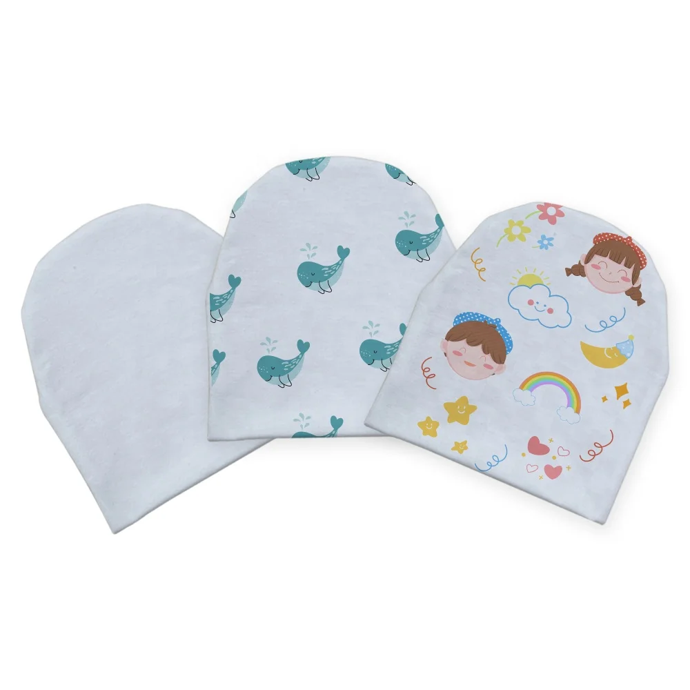 Оптовая продажа милая белая шапка Subbank для новорожденных индивидуальная сублимационная из полиэстера