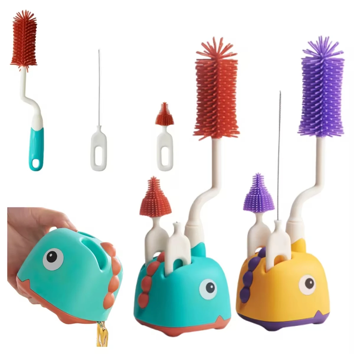 3 in 1 Glass Cup Washed Water Bottle Cleaning Silicone Baby Feeding Bottle Brush Set