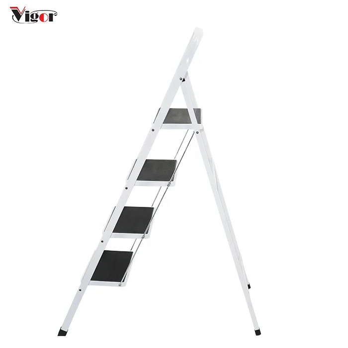High quality black safety step ladders with handrail steel folding 4 step ladder