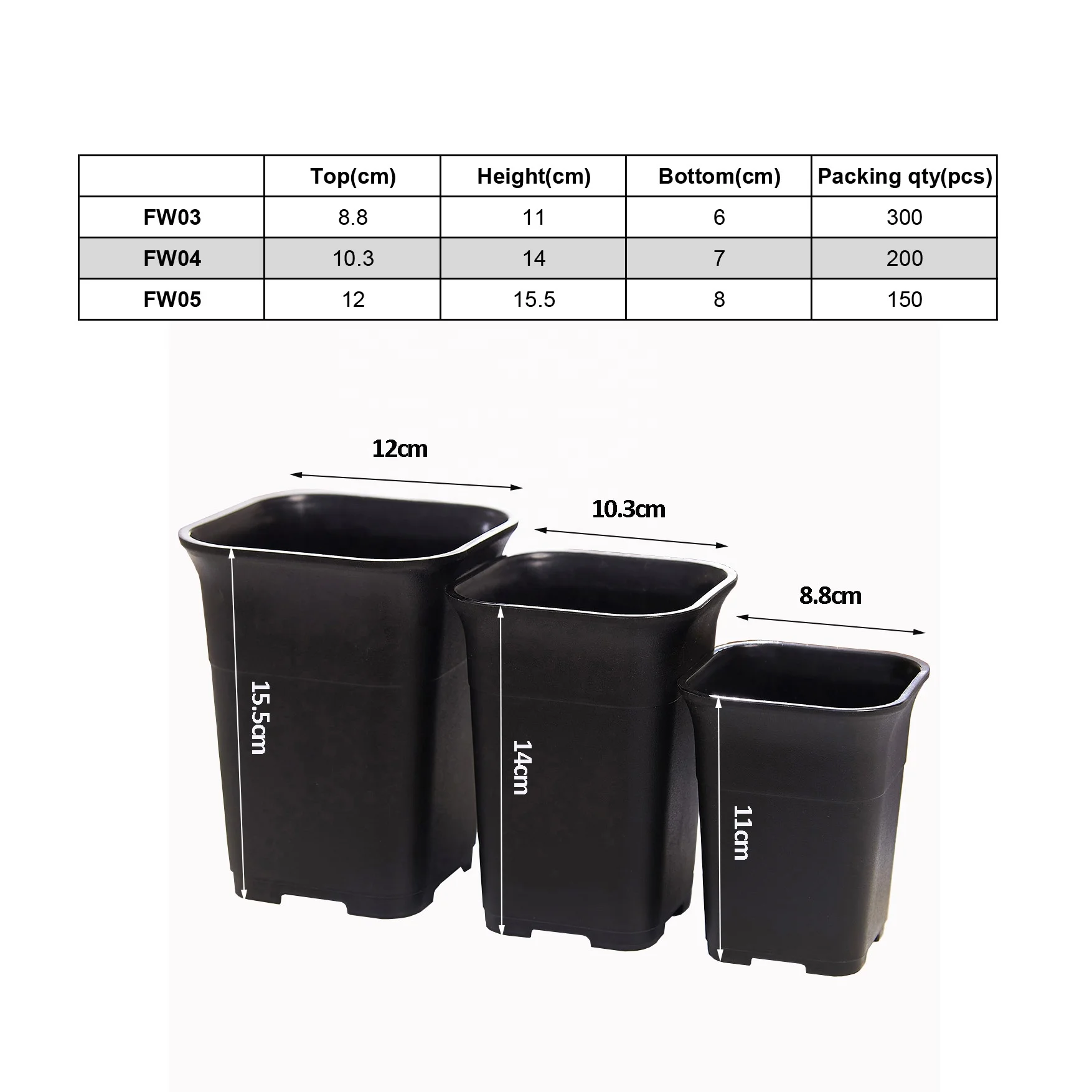 Buy Tall Square White Black Plastic Succulent Planters Haworthia Maughanii Flower Pot