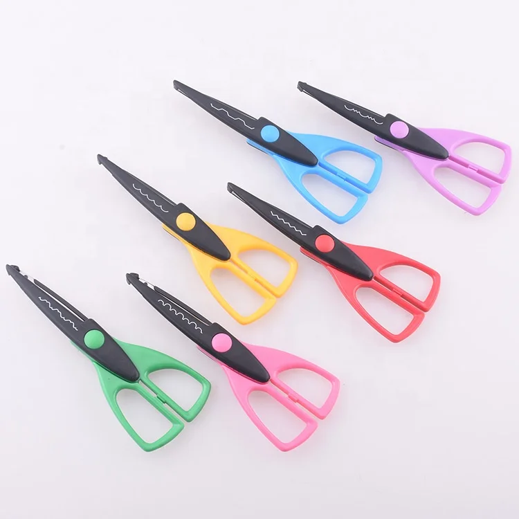 hot sale kid student abs handle craft decorative scissors stainless steel paper and leather scissors