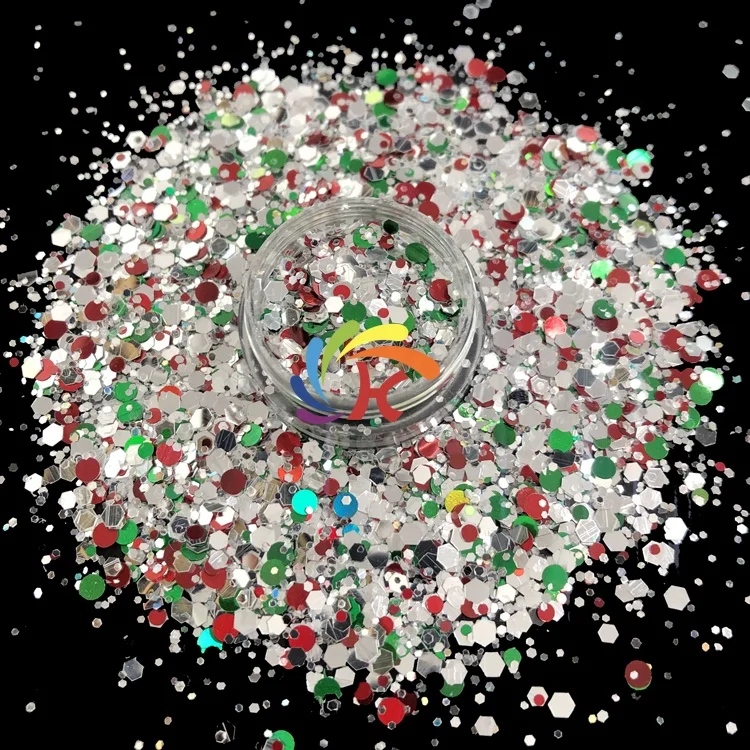 Christmas Polyester Chunky Mix Shape Glitter for Resin Craft Nail Art