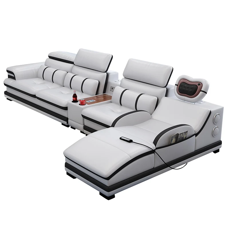 YASITE Vibrating L Shape Corner Living Room Furniture Speccific Smart Sofa With Electric Recliner