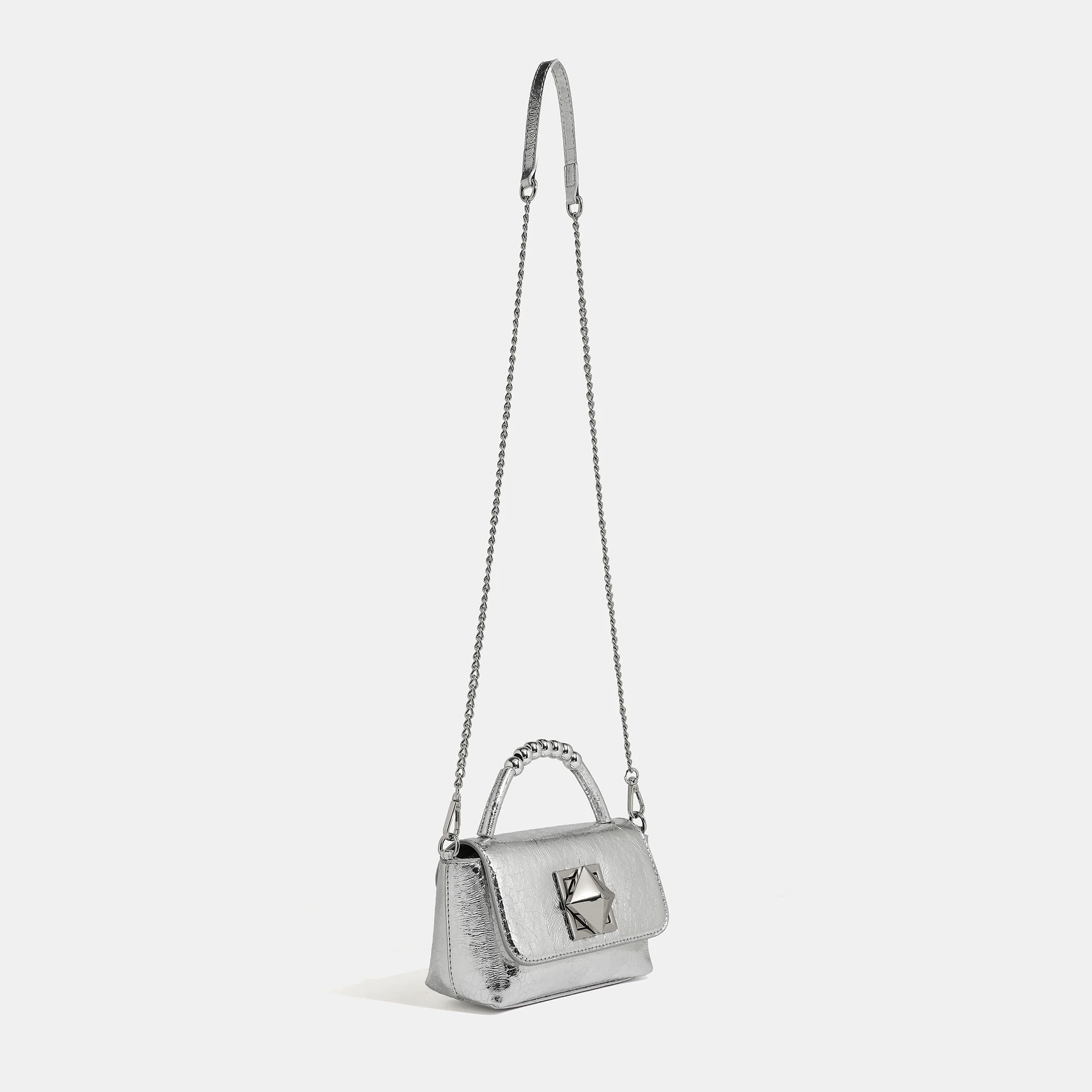 Manufacturer Direct Custom Hand Bag Small Handbag Sling Mini Girls Crossbody Bags Metallic PU Leather Women Messenger Bags