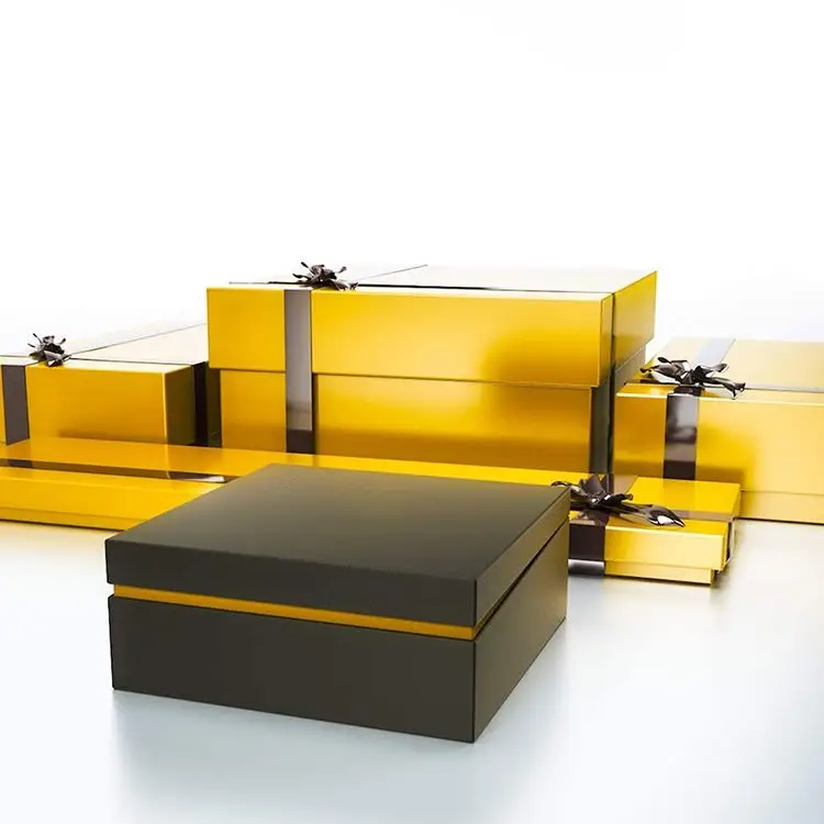 Wholesale Luxury Printed Rigid Box Paper Packaging Custom Shape Wine Cardboard Box with Ribbon