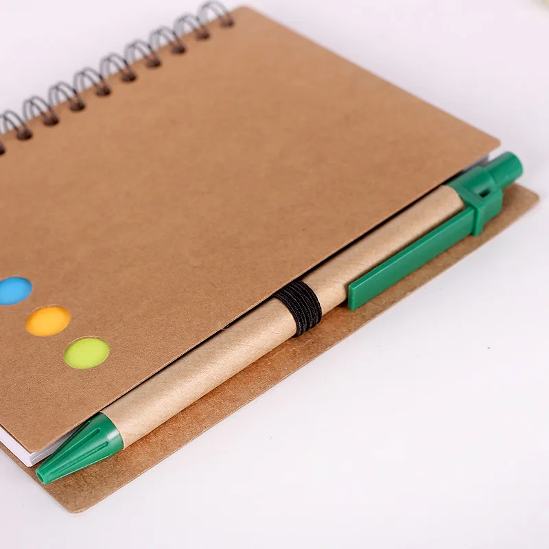 Custom Logo Mini Notebook Sticky Notes with Pen Kraft Paper Covered Magnetic Thermally Bound Promotional Leather Note Pad