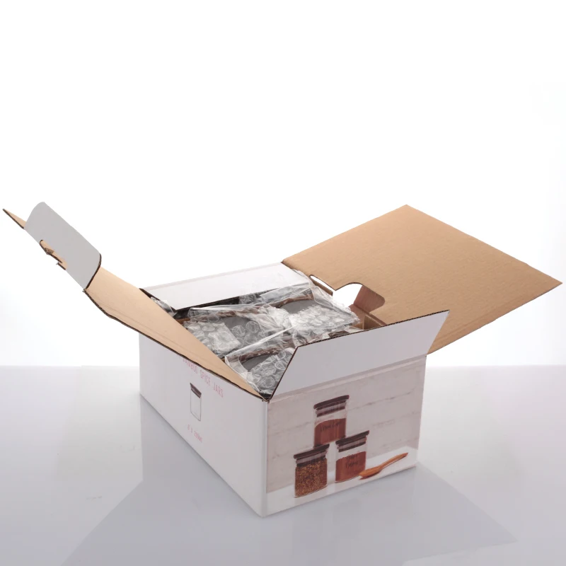 Sale 6 PCS Glass Canister Set Kitchen Nuts Cookies Glass Food Storage Jars with Black Bamboo Lids