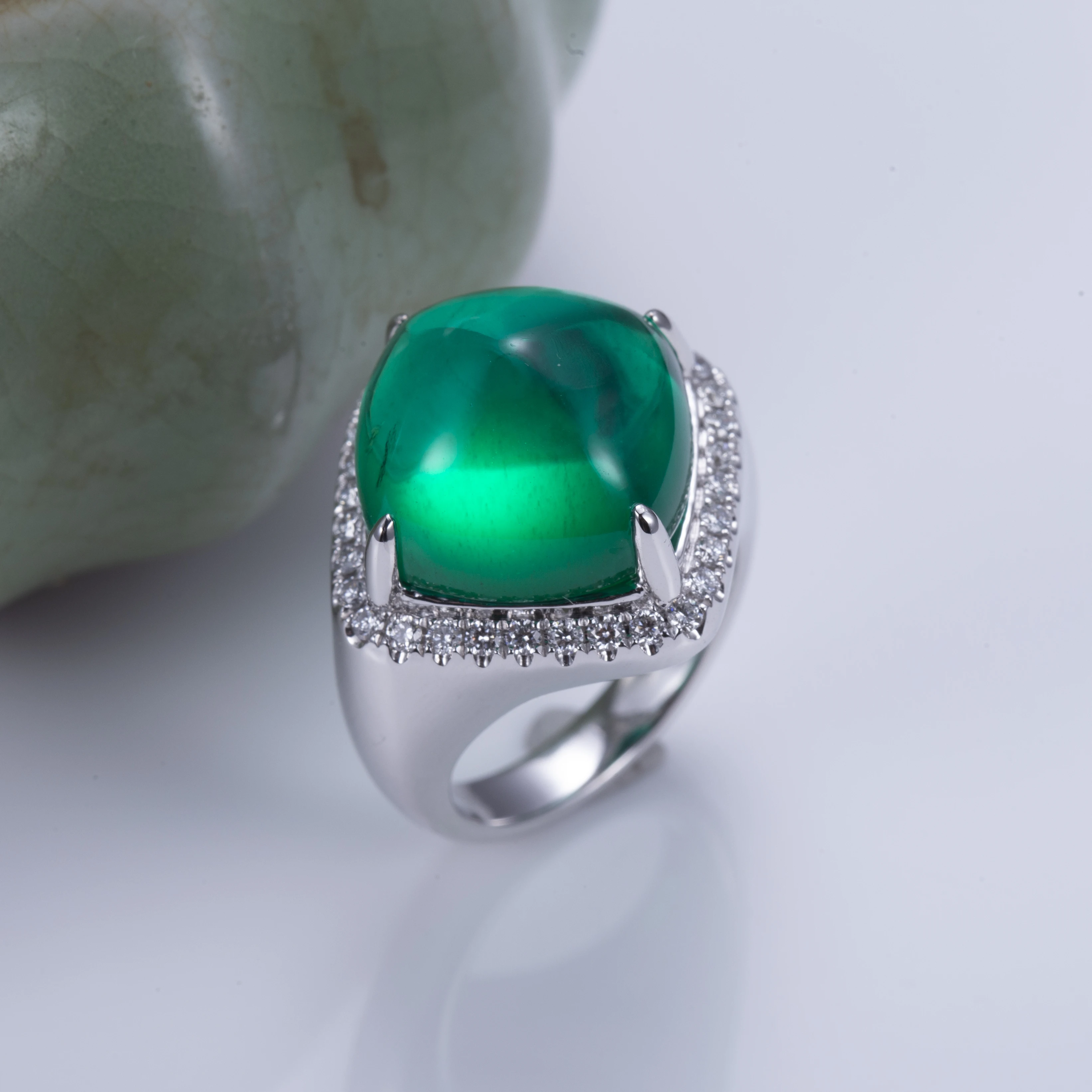 9K 14k 18K White Gold Lab Grown Emerald Classic Style Rings Engagement Wedding Jewelry Ring Birthday Gift