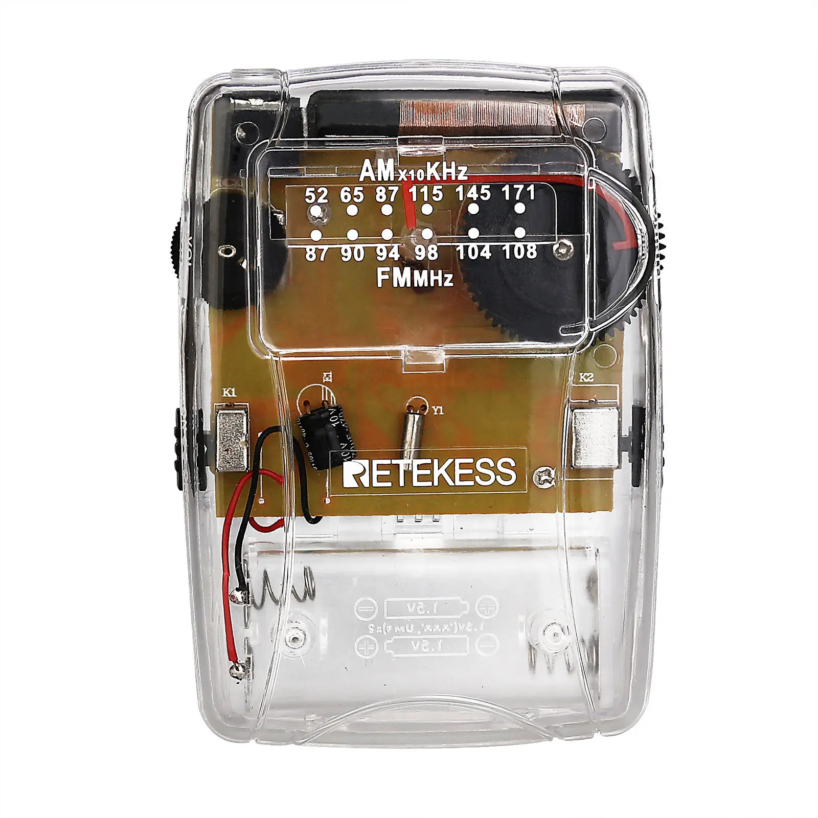 AM FM Stereo Pocket Radio Transparent Design with Earphone Portable for Prison Use