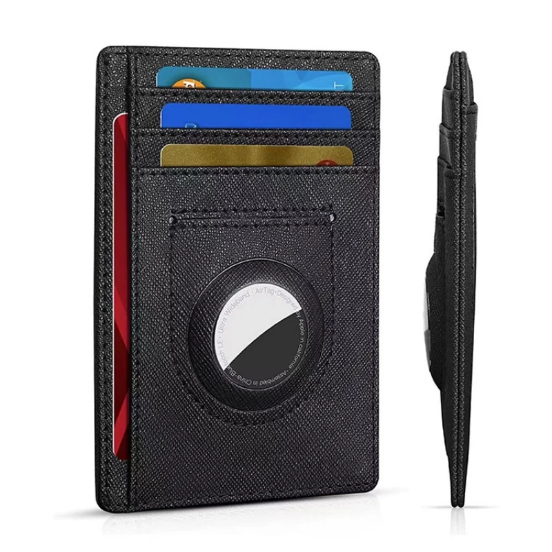 Custom Leather Smart FID Blocking Slim Carbon Fiber Card Holder Wallet For Men Compatible with Air Tag