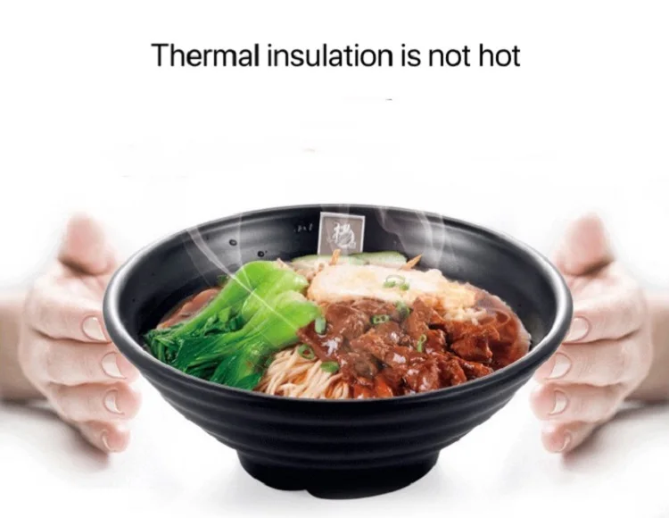 Japanese Ware Restaurant Melamine Black Rice Ramen Soup Noodle Udon Bowl