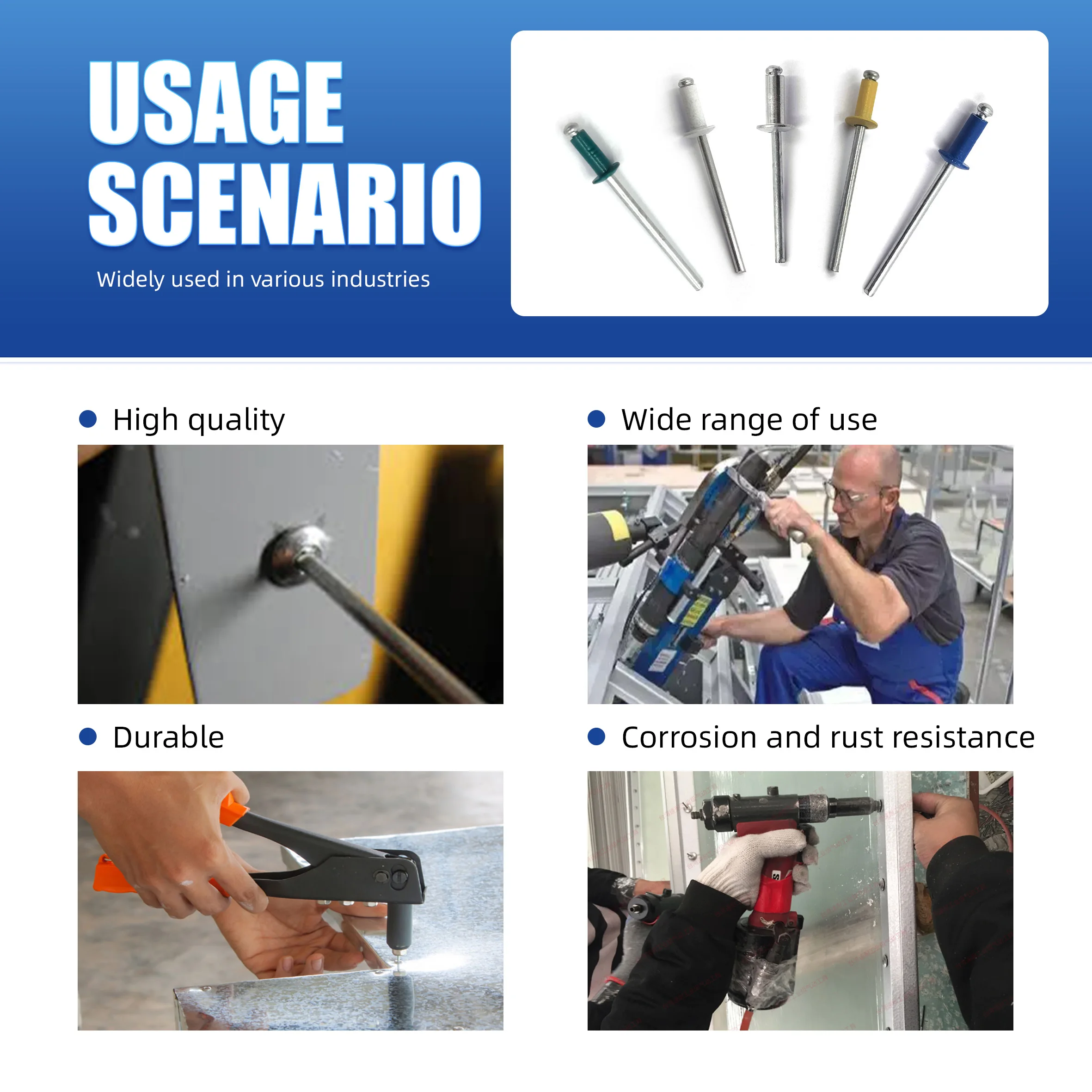 High quality colorful aluminum blind rivets 4.8mm