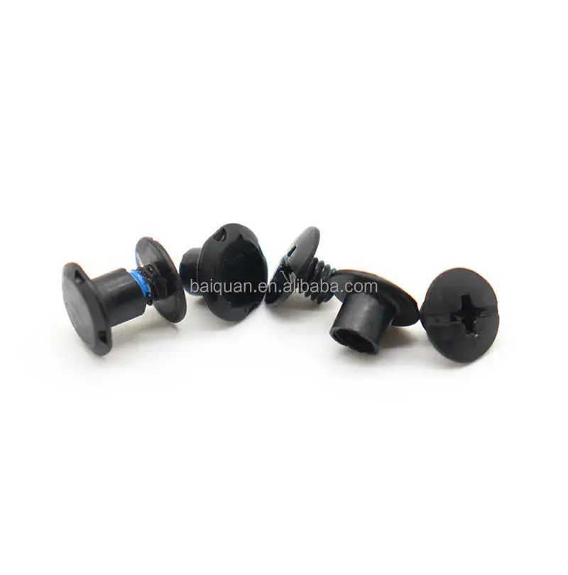 Matt Black With Nylon Patch Pf Head Round Head Stock Supply 5Mm Long Black Metal Binding Chicago Screws For Menu And Books